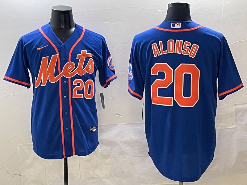 Men New York Mets #20 Alonso Blue Game 2025 Nike MLB Jersey style 10